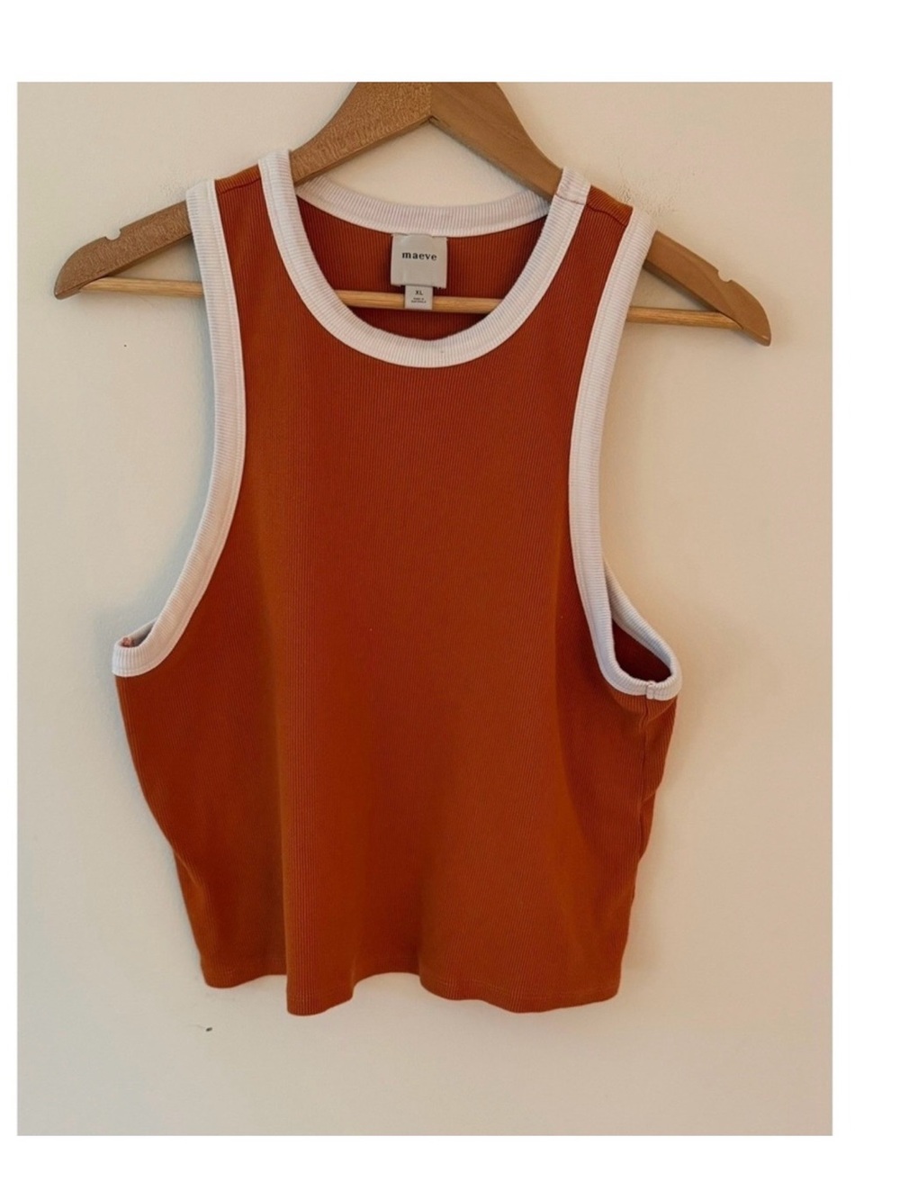 NWT Anthropologie Maeve Cropped Red Tank with White Trim.